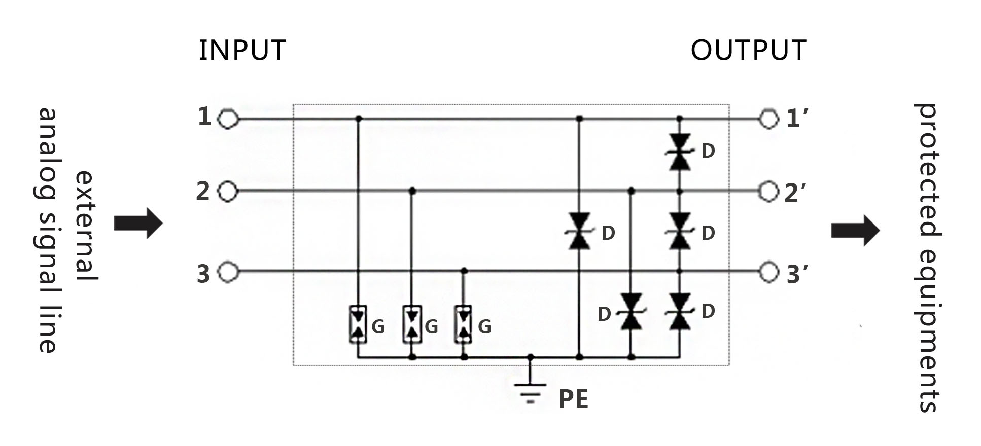 electrial diagram - analog signal surge protector NKP-TEL-6J-R