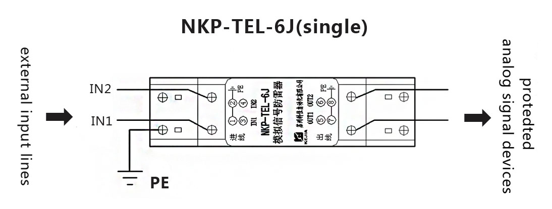 wiring diagram - analog signal surge arrester NKP-TEL-6J