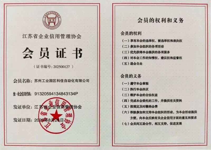 科佳喜讯丨蝉联“守合同重信用”认证与省级信用协会会员殊荣(图7)